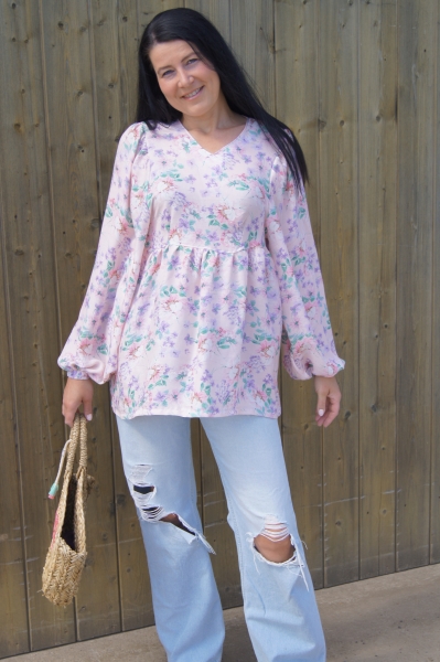 Viskose - Webware - Linda - Blumen - apricot